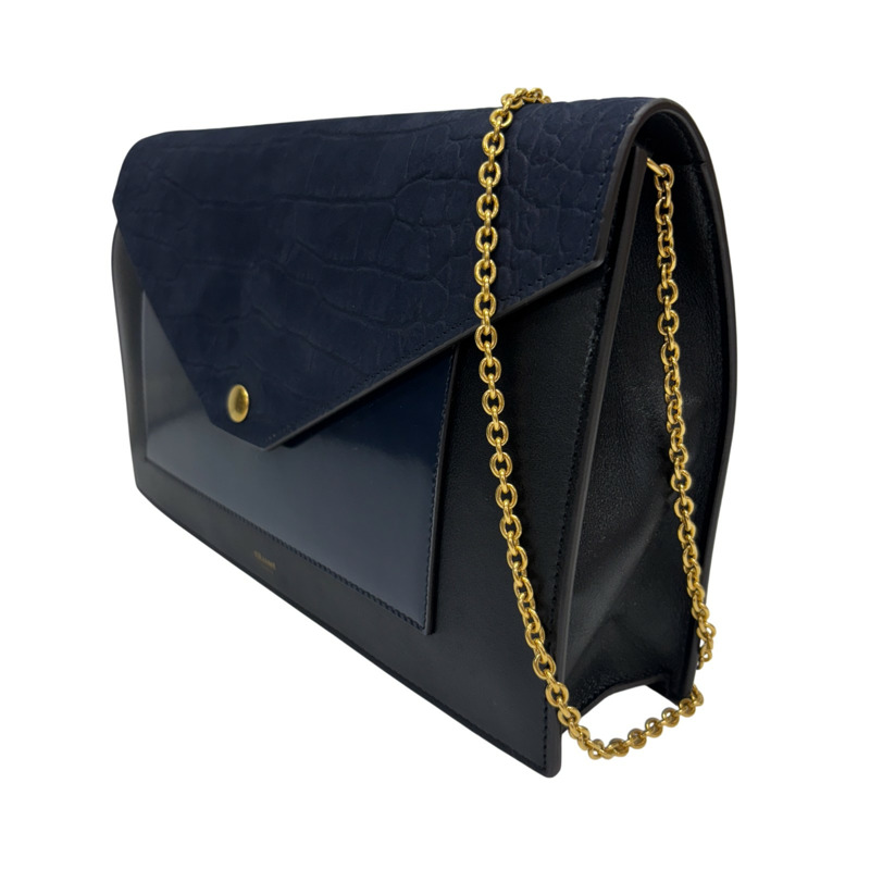 深藍色 牛皮 鱷魚皮 Pocket Envelope 肩背包【CELINE 賽琳】-1