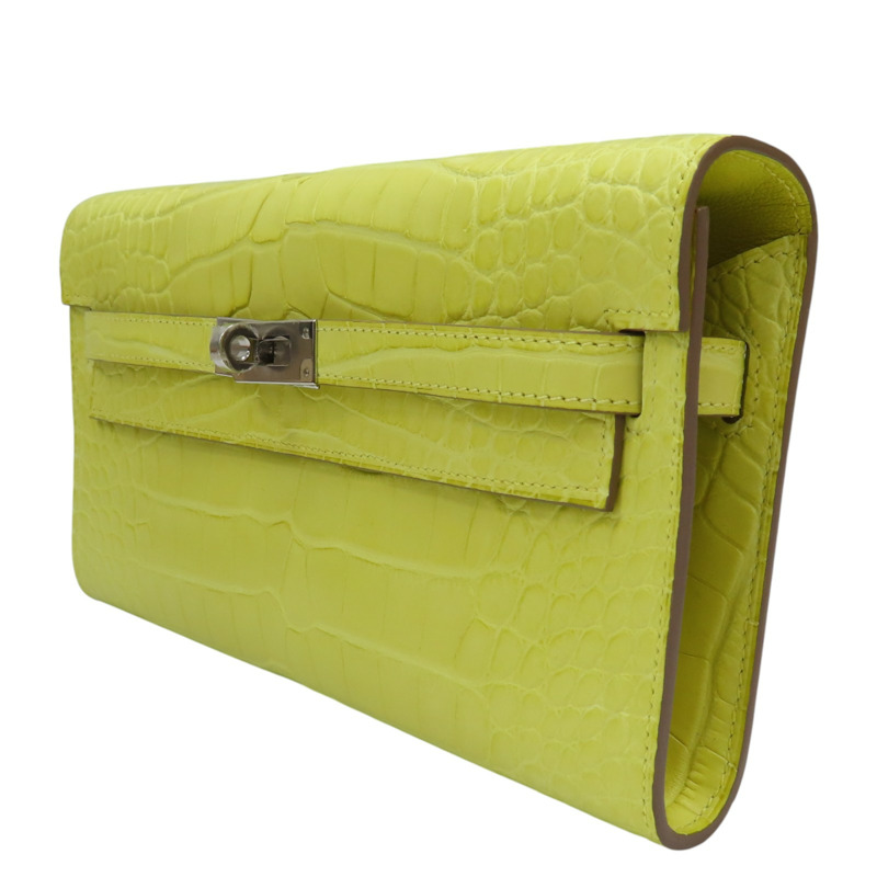 金盞花黃 鱷魚皮 Kelly To Go Wallet 肩背包 B刻 銀扣【HERMES 愛馬仕】-2