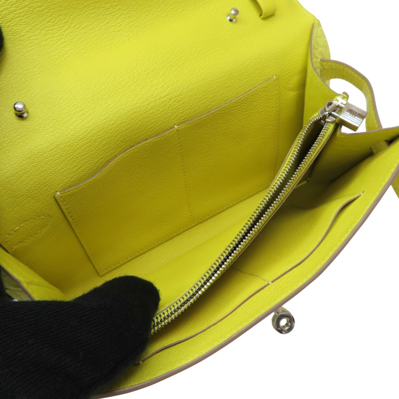 金盞花黃 鱷魚皮 Kelly To Go Wallet 肩背包 B刻 銀扣【HERMES 愛馬仕】-4