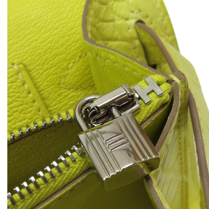 金盞花黃 鱷魚皮 Kelly To Go Wallet 肩背包 B刻 銀扣【HERMES 愛馬仕】-17