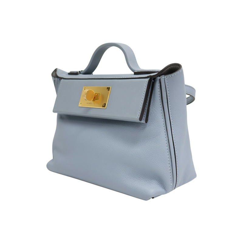 亞麻藍 Swift牛皮 24/24 Mini 肩背包 Z刻 金扣【HERMES 愛馬仕】-2