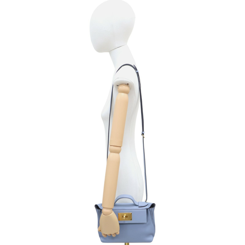 亞麻藍 Swift牛皮 24/24 Mini 肩背包 Z刻 金扣【HERMES 愛馬仕】-10