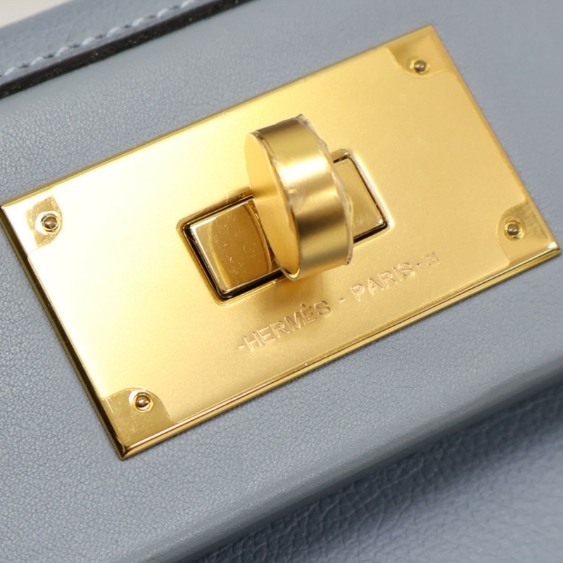 亞麻藍 Swift牛皮 24/24 Mini 肩背包 Z刻 金扣【HERMES 愛馬仕】-15