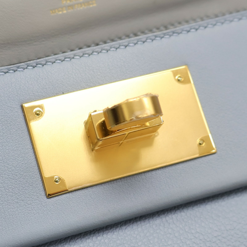 亞麻藍 Swift牛皮 24/24 Mini 肩背包 Z刻 金扣【HERMES 愛馬仕】-17