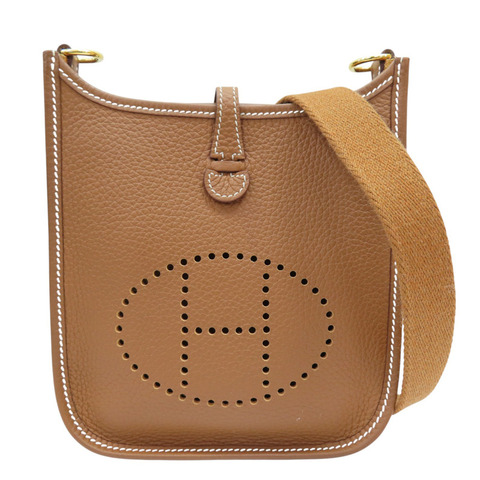 金棕色 Taurillon牛皮 Mini Evelyne 肩背包 W刻 金扣【HERMES 愛馬仕】