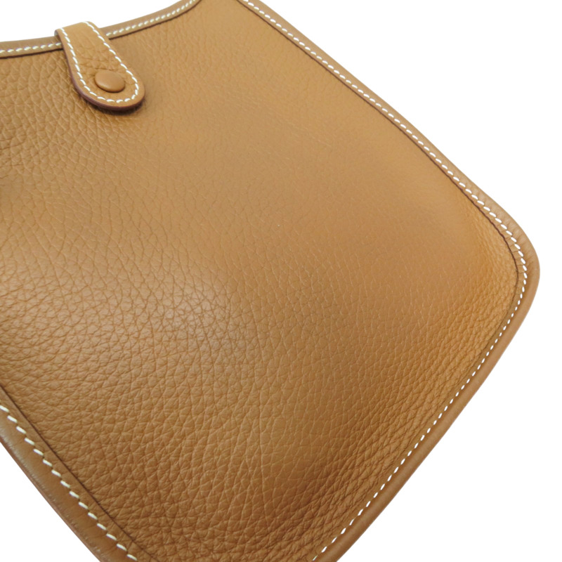 金棕色 Taurillon牛皮 Mini Evelyne 肩背包 W刻 金扣【HERMES 愛馬仕】-14