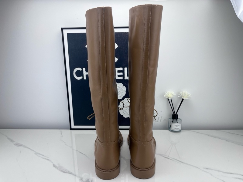 chanel香奈兒 23K奶茶色綁帶長靴 38.5碼 98新-2