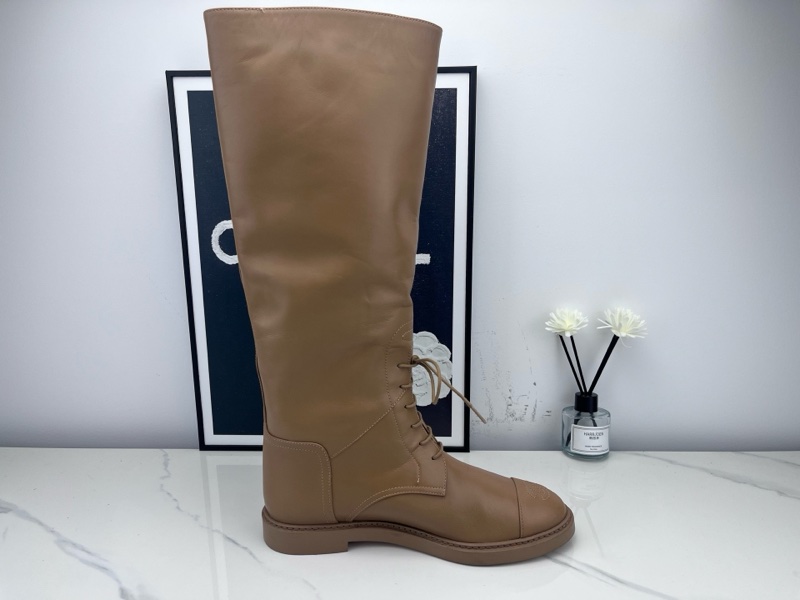 chanel香奈兒 23K奶茶色綁帶長靴 38.5碼 98新-4