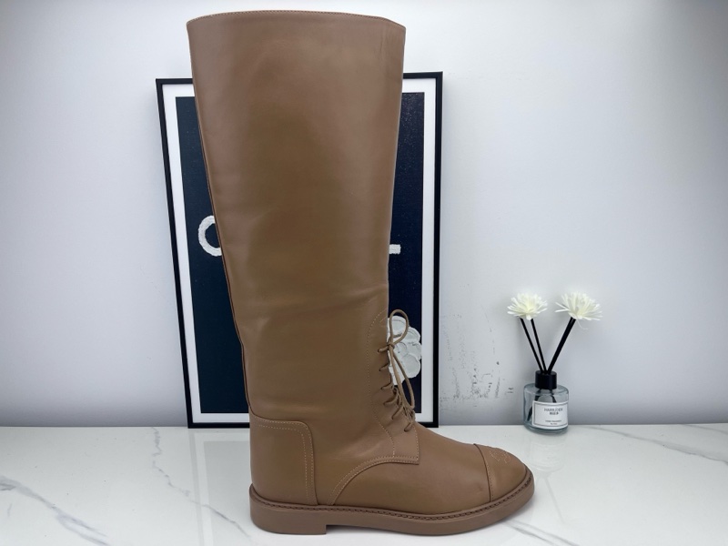 chanel香奈兒 23K奶茶色綁帶長靴 38.5碼 98新-5