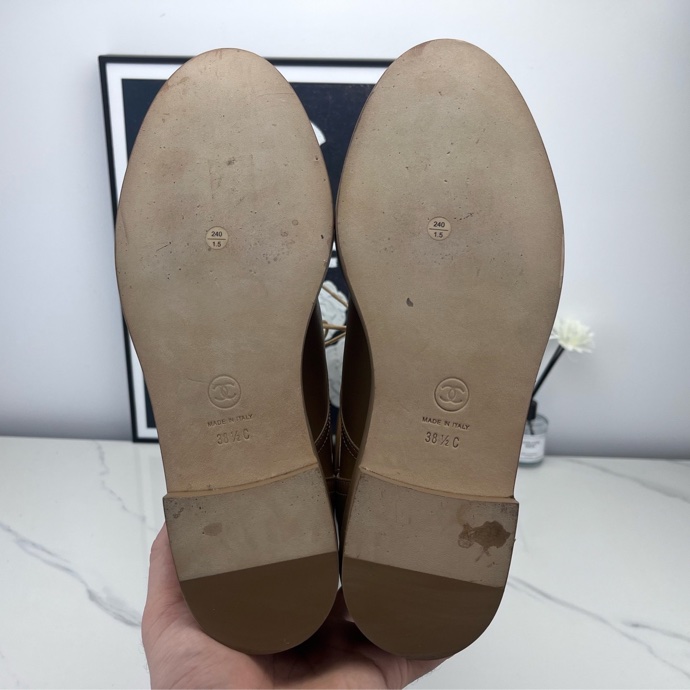 chanel香奈兒 23K奶茶色綁帶長靴 38.5碼 98新-9