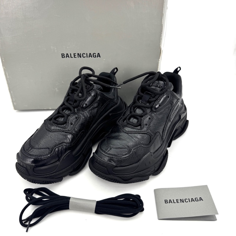 Balenciaga 巴黎世家 Triple S 百搭舒適 98新 生活休閒鞋 黑色 女款 尺碼37碼-0