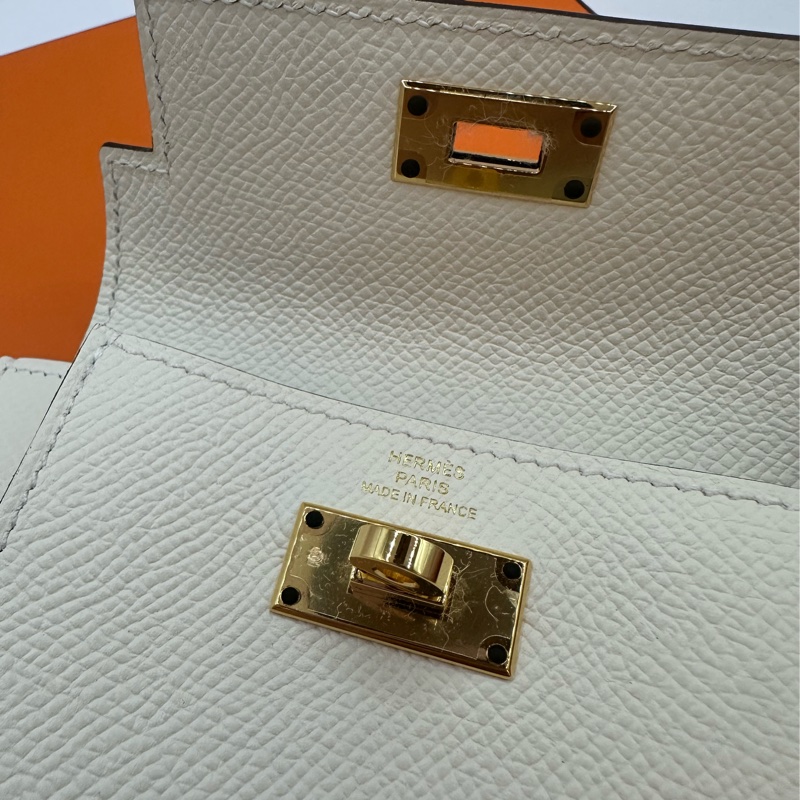 全新未使用 愛馬仕Hermes 經典KELLY 奶油白 零錢包/短夾-3