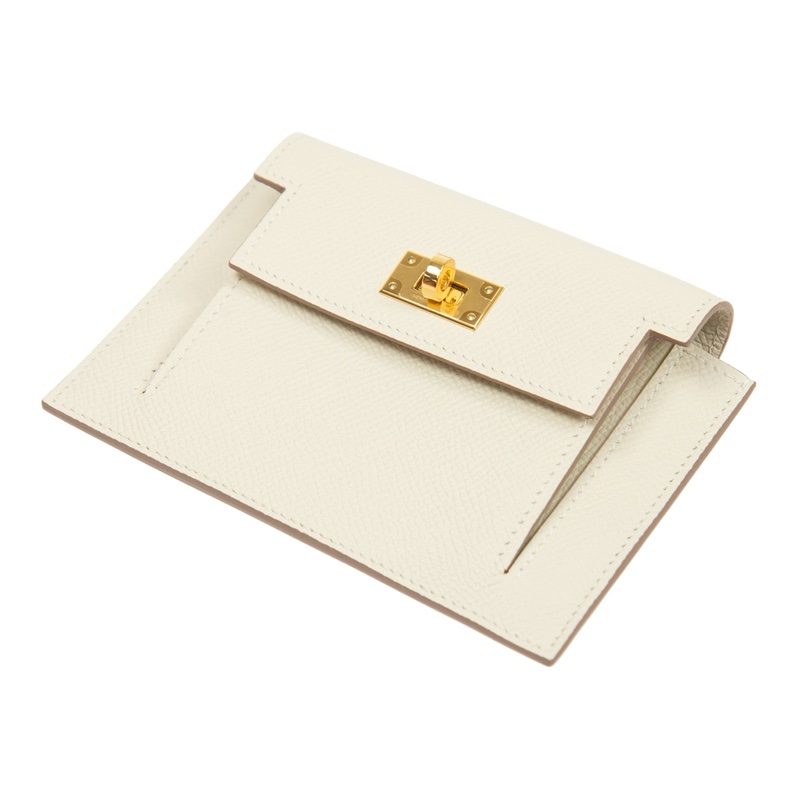全新未使用 愛馬仕Hermes 經典KELLY 奶油白 零錢包/短夾-4
