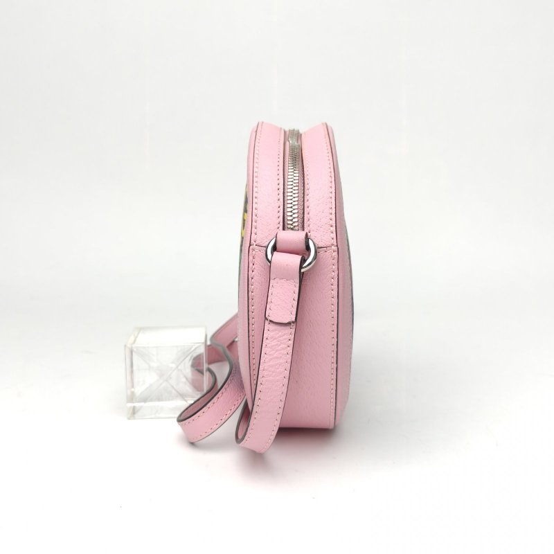 GUCCI 拼色牛皮PVC銀扣Ophidia圓餅包斜挎包18跳跳糖/肩背包-3