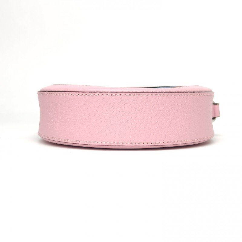 GUCCI 拼色牛皮PVC銀扣Ophidia圓餅包斜挎包18跳跳糖/肩背包-4