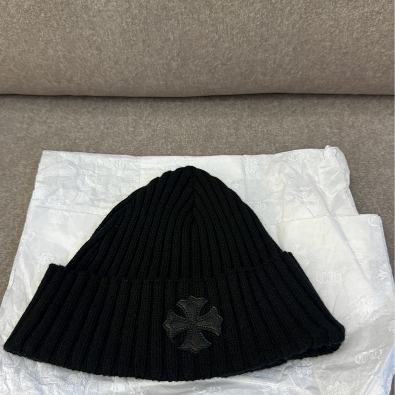 克羅心黑色貼皮毛帽-0