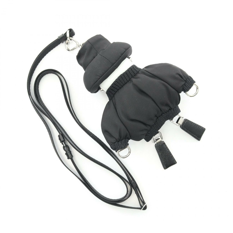 PRADA Re-Nylon Soft 機器人吊飾 1TT181_2COU_F0002 Saffiano 皮革 黑色 二手-1