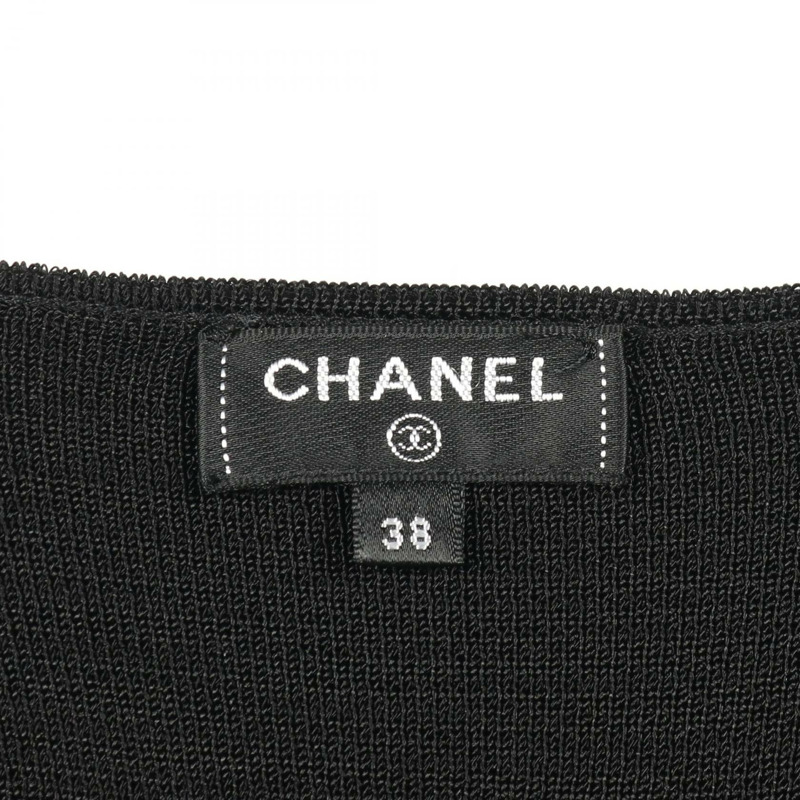 香奈兒 COCO 標誌紐扣開襟衫上衣 #38 P70410K10054 黏膠纖維黑色二手女款-2