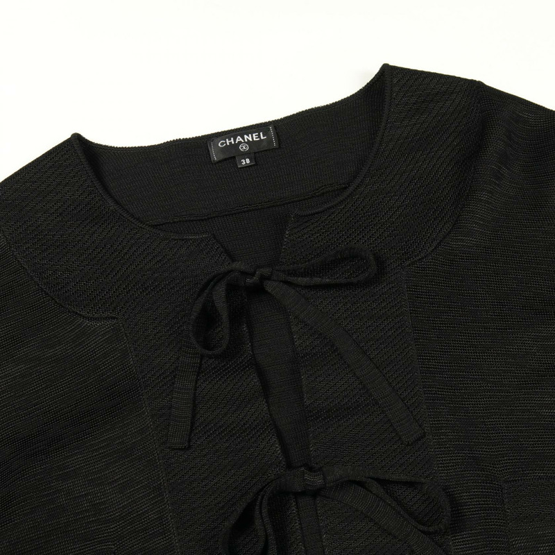 香奈兒 COCO 標誌紐扣開襟衫上衣 #38 P70410K10054 黏膠纖維黑色二手女款-5
