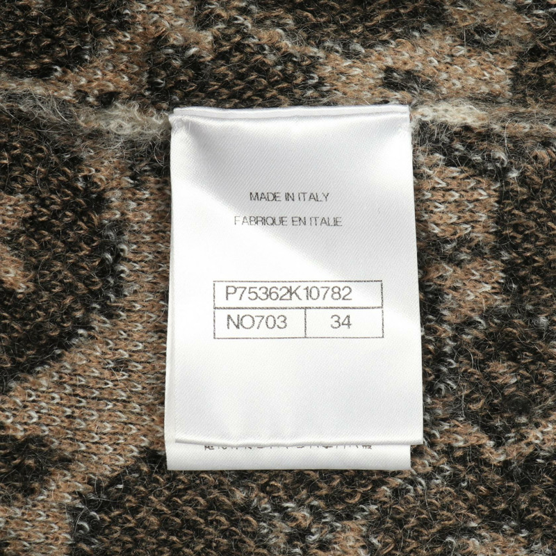 香奈兒 COCO 標誌開襟毛衣 #34 P75362K10782 羊絨 Moheya 棕色 二手 CC-4