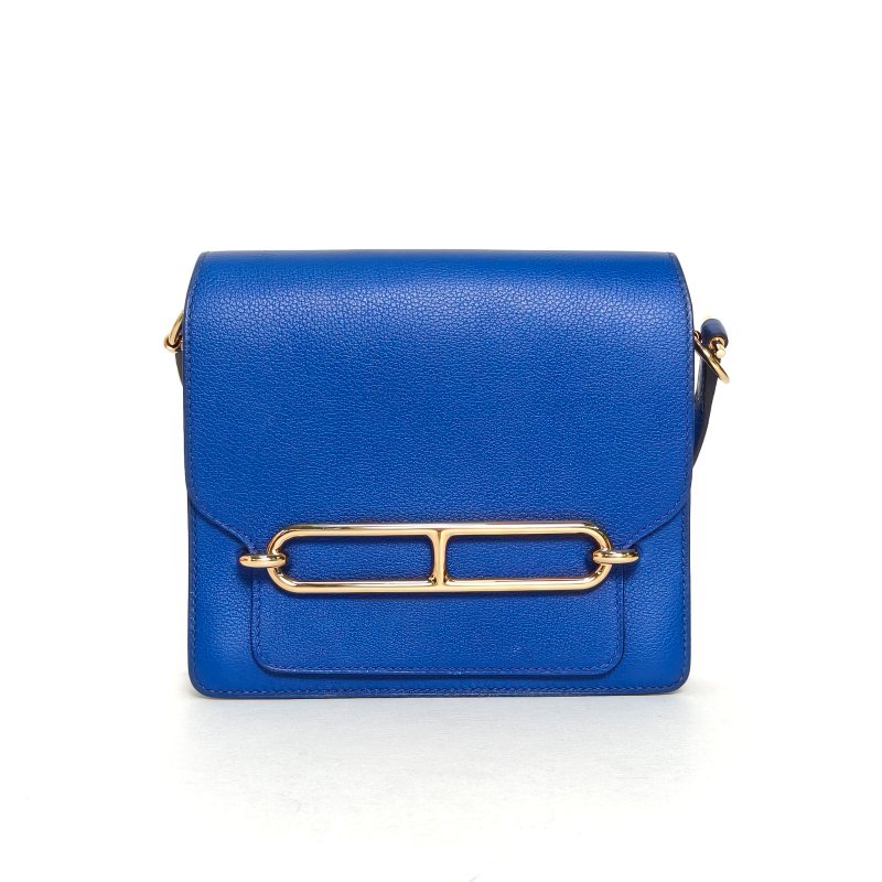HERMES Roulis豬鼻子19O8皇室藍EC皮U刻金扣肩背包-0
