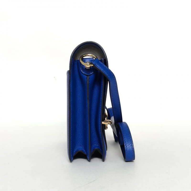 HERMES Roulis豬鼻子19O8皇室藍EC皮U刻金扣肩背包-1