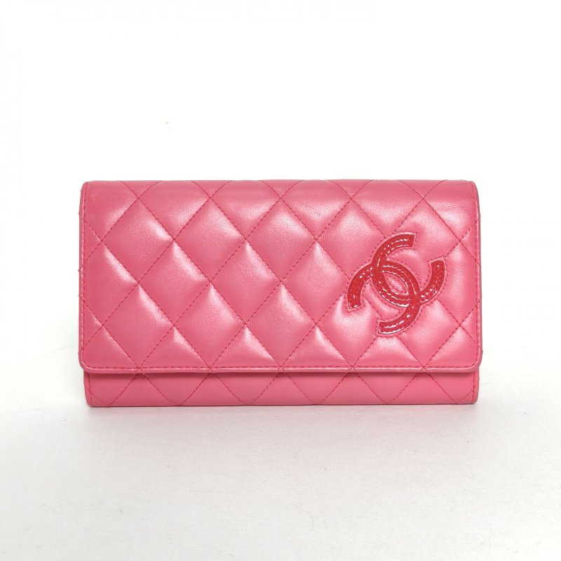 CHANEL 粉色牛皮19開銀扣錢包肩背包-0