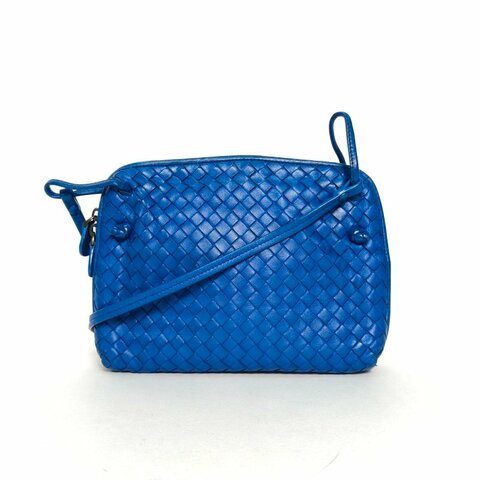 BOTTEGA VENETA 藍色羊皮鎢鋼扣BV單肩包肩背包