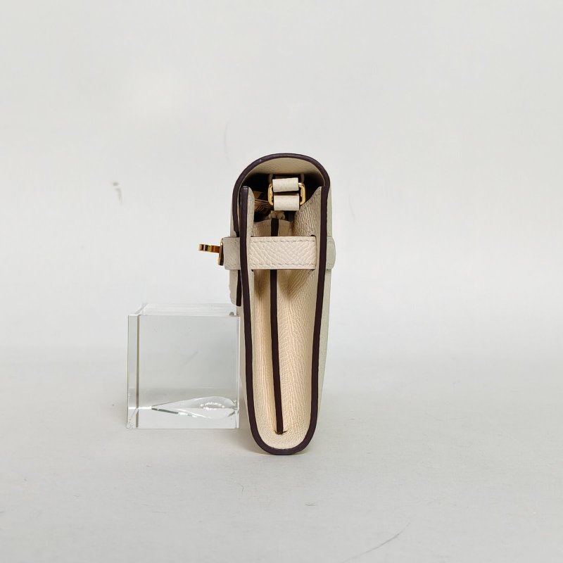 HERMES KellyLongToGoI2奶油白Epsom皮W刻金扣肩背包-1