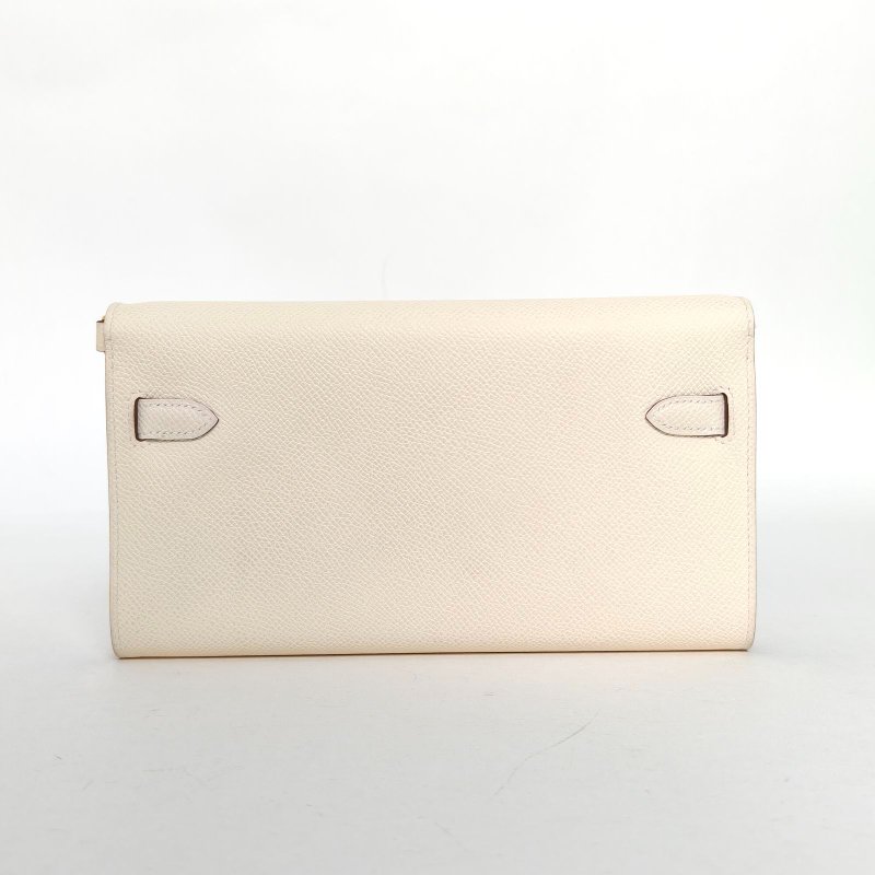 HERMES KellyLongToGoI2奶油白Epsom皮W刻金扣肩背包-2