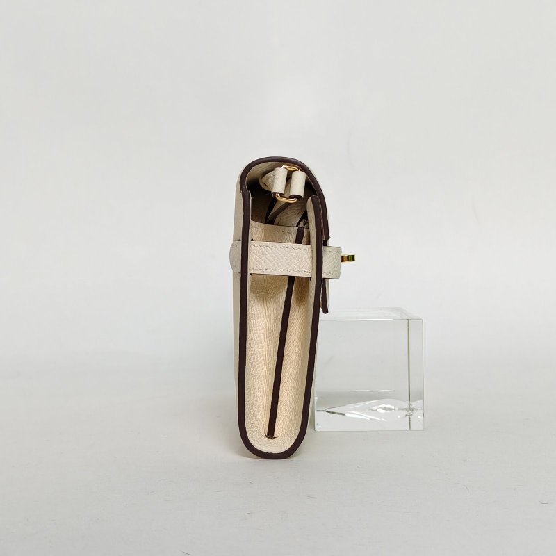 HERMES KellyLongToGoI2奶油白Epsom皮W刻金扣肩背包-3