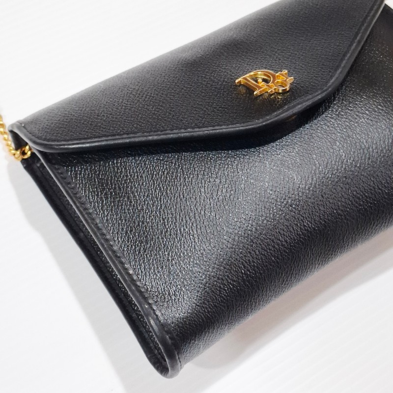 Dior vintage 黑色蜂巢老花鏈條包-3