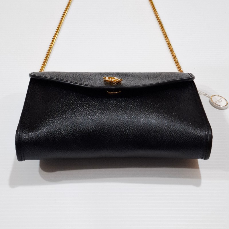 Dior vintage 黑色蜂巢老花鏈條包-4