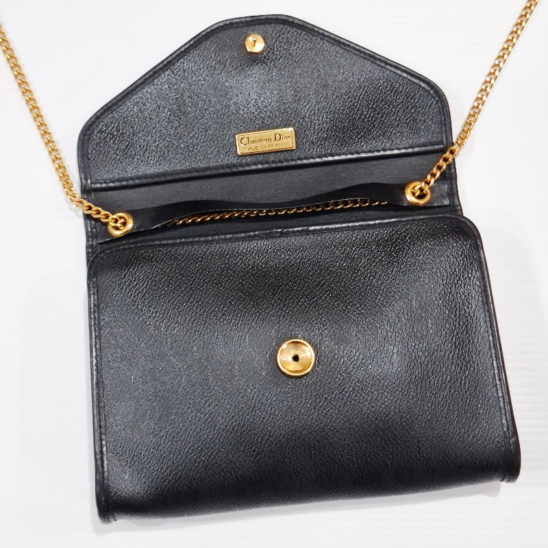 Dior vintage 黑色蜂巢老花鏈條包-6