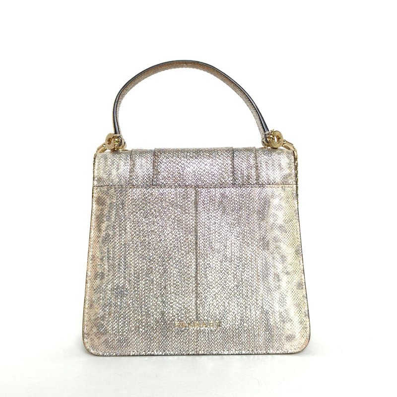 BVLGARI SerpentiForever風琴蛇頭包小號手柄18銀色蛇皮肩背包-2