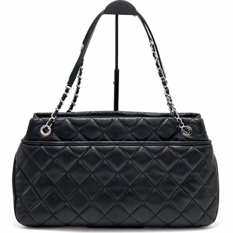 CHANEL黑色銀扣手提托特包42*25*8 98新配件塵袋購證保卡-4