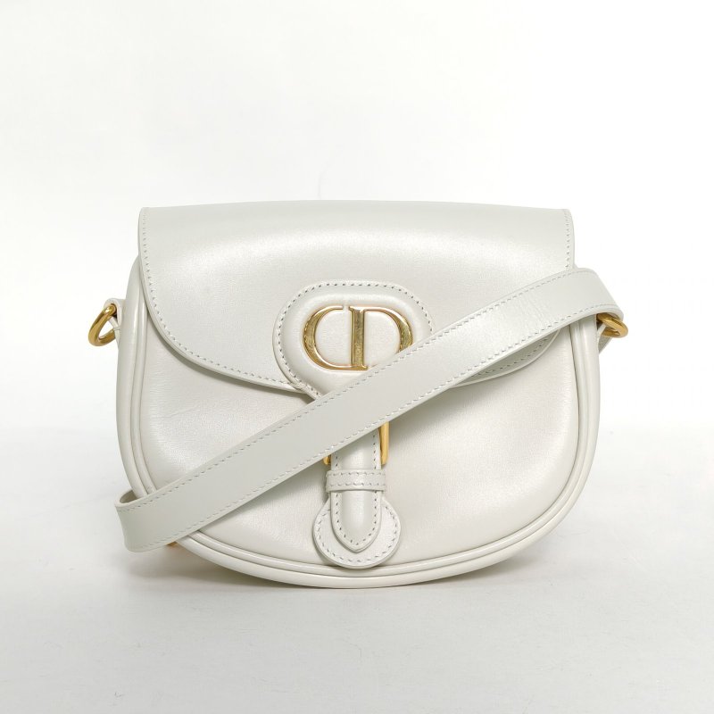 DIOR DiorBobby小號18白色牛皮金扣2023肩背包-0