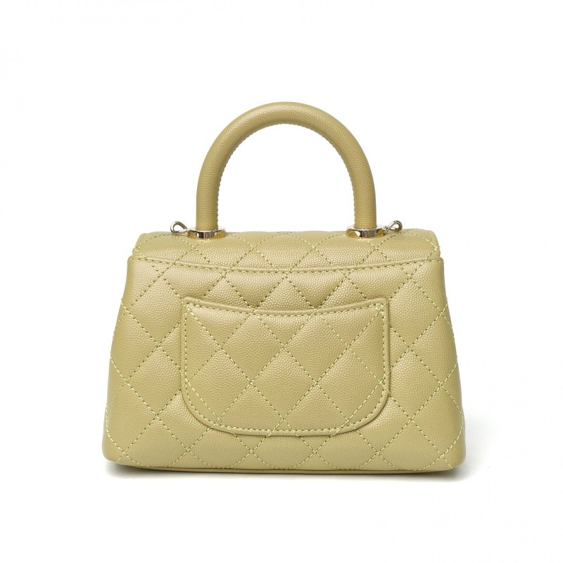 CHANEL CocoHandleMini19綠色荔枝牛皮晶片開金扣肩背包-2