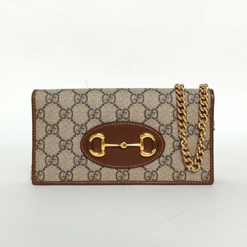 GUCCI Horsebit馬銜扣Woc19老花PVC金扣肩背包