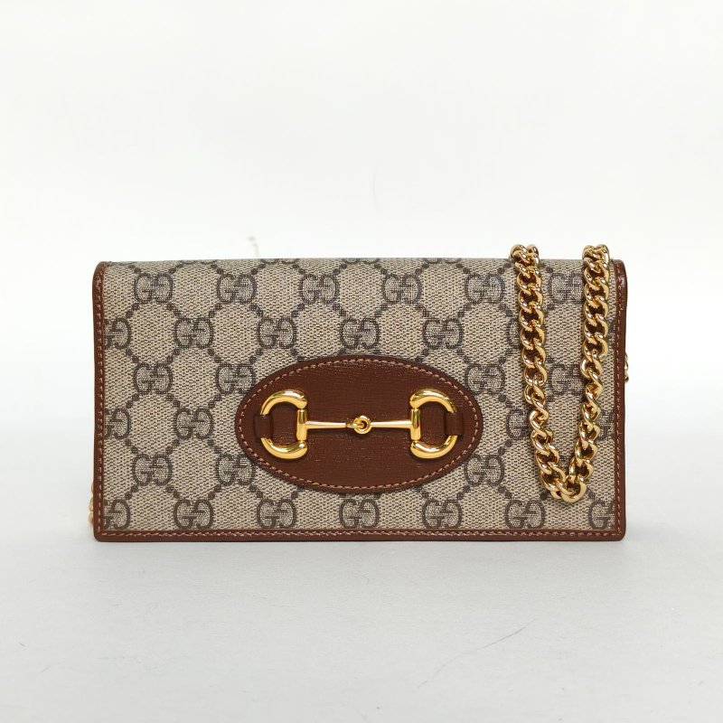 GUCCI Horsebit馬銜扣Woc19老花PVC金扣肩背包-0