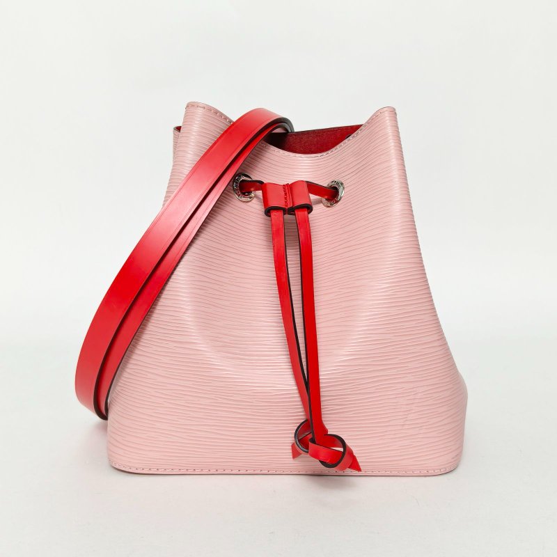 LOUIS VUITTON NÉONOÉ水桶包BB20粉色EPI水波紋牛皮銀扣晶片肩背包-0