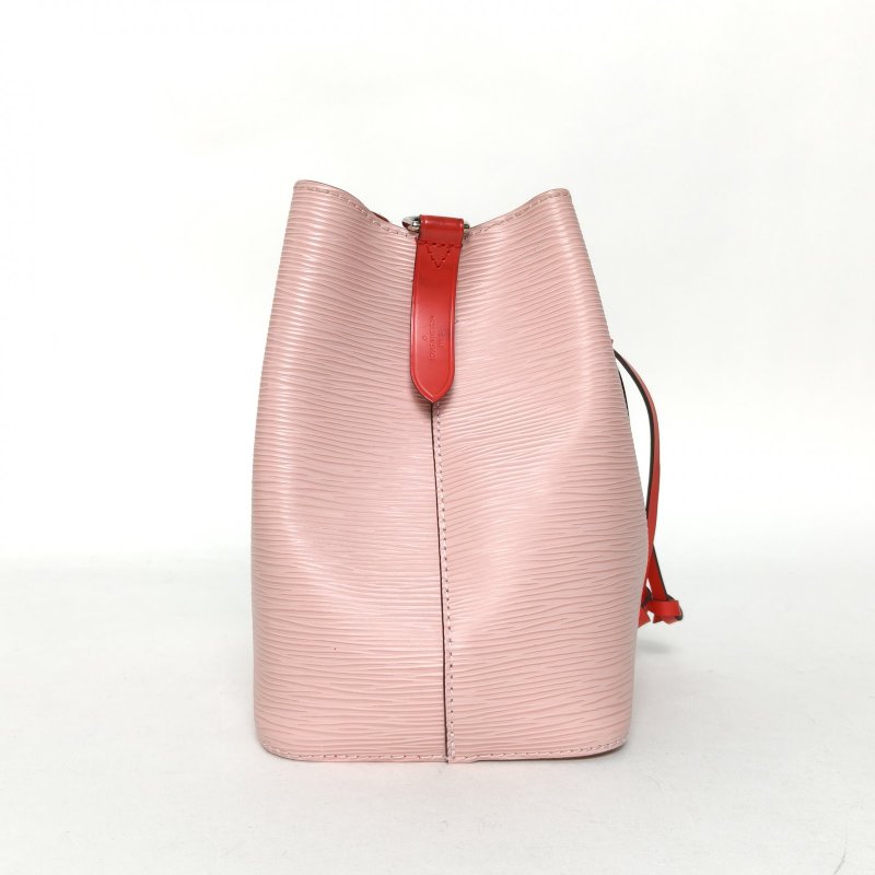 LOUIS VUITTON NÉONOÉ水桶包BB20粉色EPI水波紋牛皮銀扣晶片肩背包-1