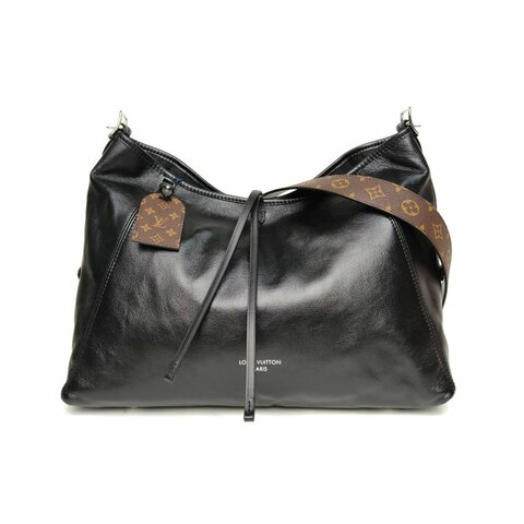 LOUIS VUITTON CARRYALLDark中號39黑色羊皮銀扣晶片肩背包