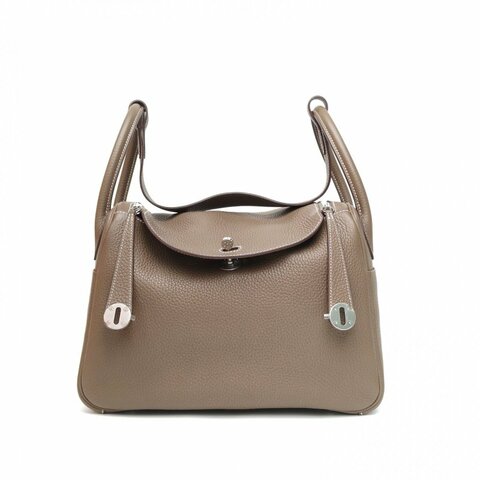 HERMES Lindy3018大象灰TC皮X刻銀扣肩背包