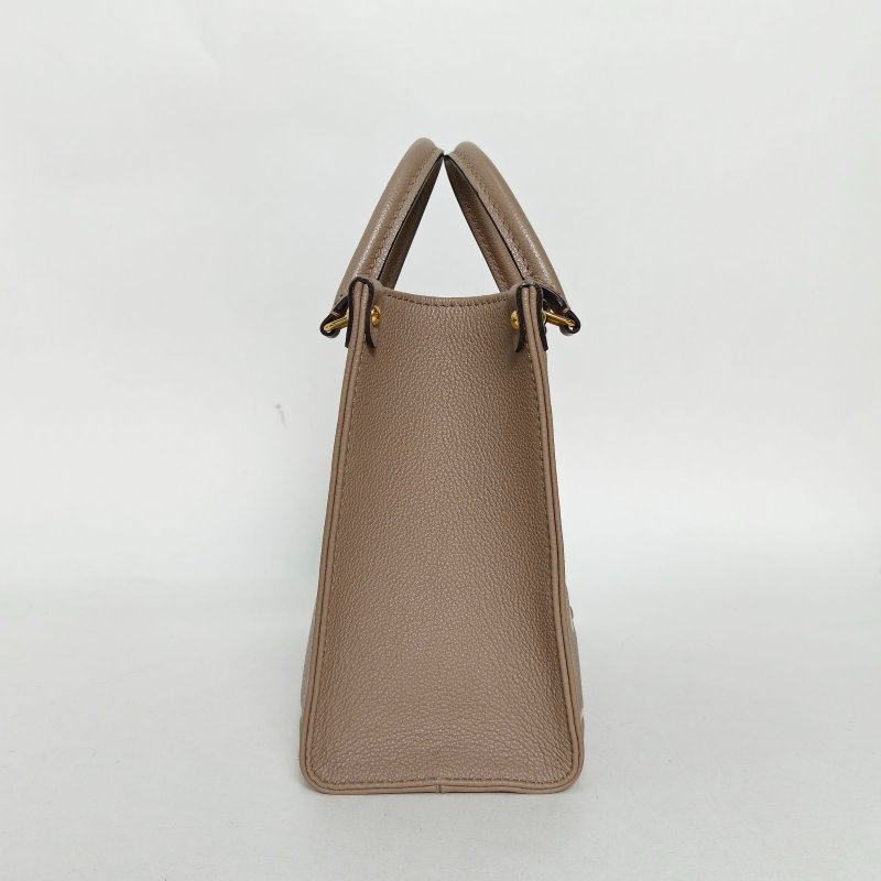 LOUIS VUITTON Onthego小號25大象灰牛皮金扣晶片大Logo印花肩背包-3