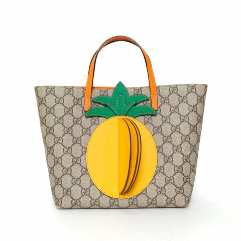 GUCCI GG鳳梨兒童托特包老花PVC銀扣肩背包
