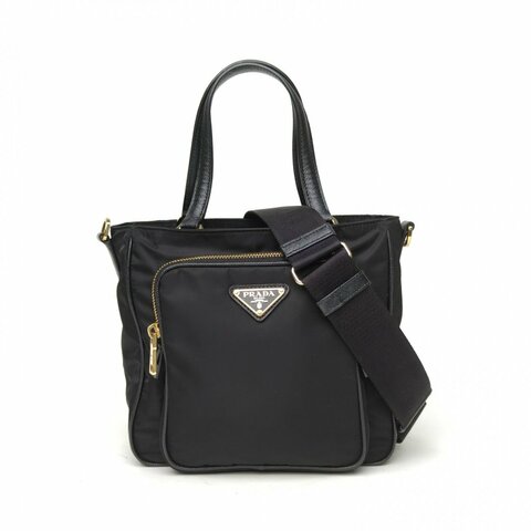 PRADA 黑色尼龍PradaNylonCargo托特Tote手提單肩包肩背包