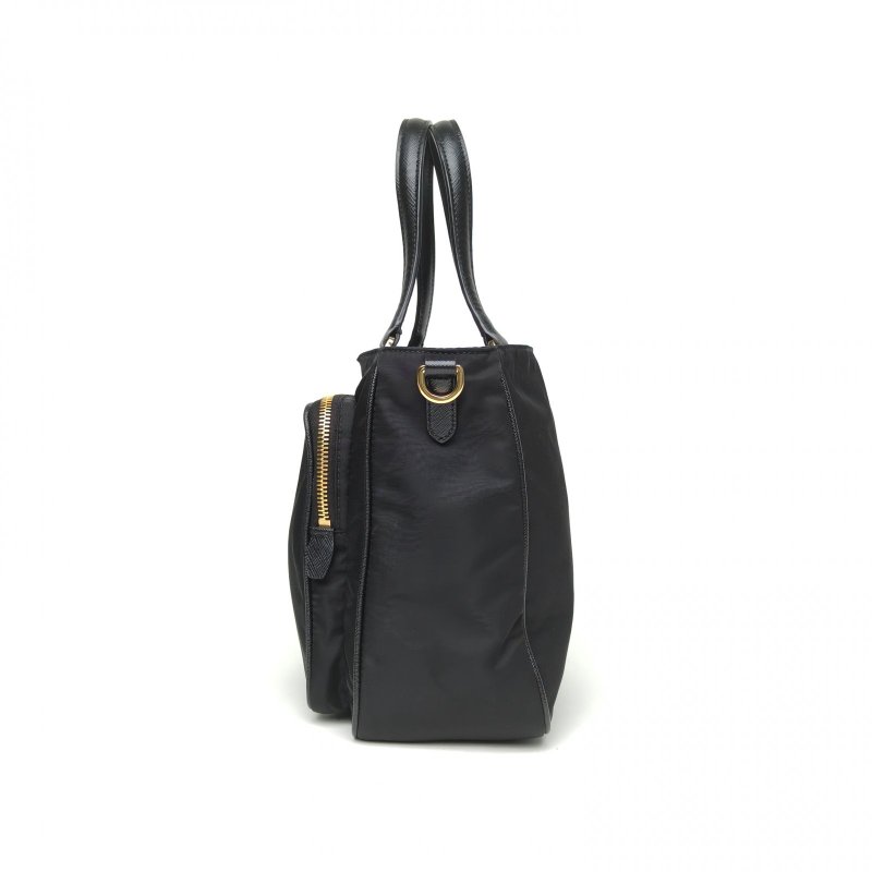 PRADA 黑色尼龍PradaNylonCargo托特Tote手提單肩包肩背包-1