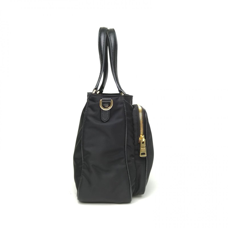 PRADA 黑色尼龍PradaNylonCargo托特Tote手提單肩包肩背包-3