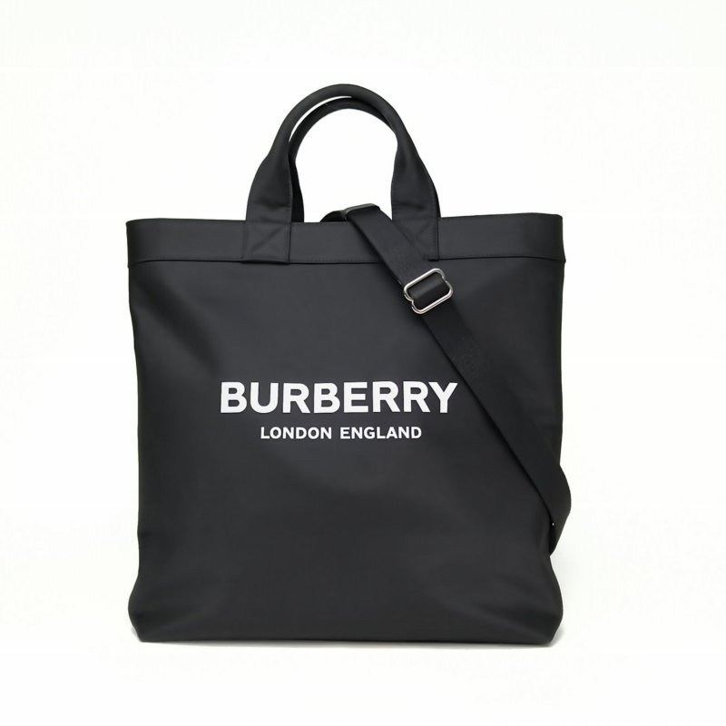 Burberry 黑色尼龍LOGO徽標Tote托特手提斜挎包肩背包-0